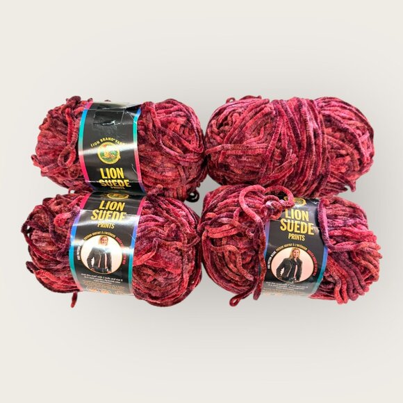 Lion Brand Suede Prints Bulky Yarn 100% Polyester Lot of 4 Skeins - Picture 1 of 3